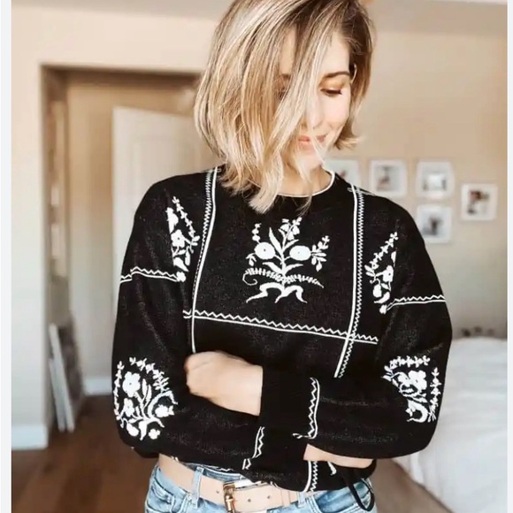 Anthropologie black and white paned sweater - Picture 8 of 8